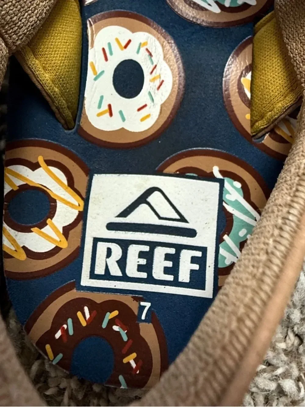 Reef Kids Navy & Brown Donut-Print Sandals